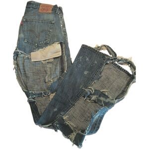 Levi's 501 Custom Denim Chaps W32 L32 Distressed Punk Grunge Reworked Jeans